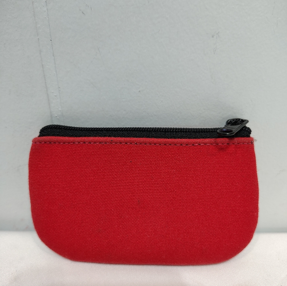 Dooney & Bourke Red Canvas Coin Purse Zip Pouch Wallet Small Clutch Key Pouch - Picture 2 of 4